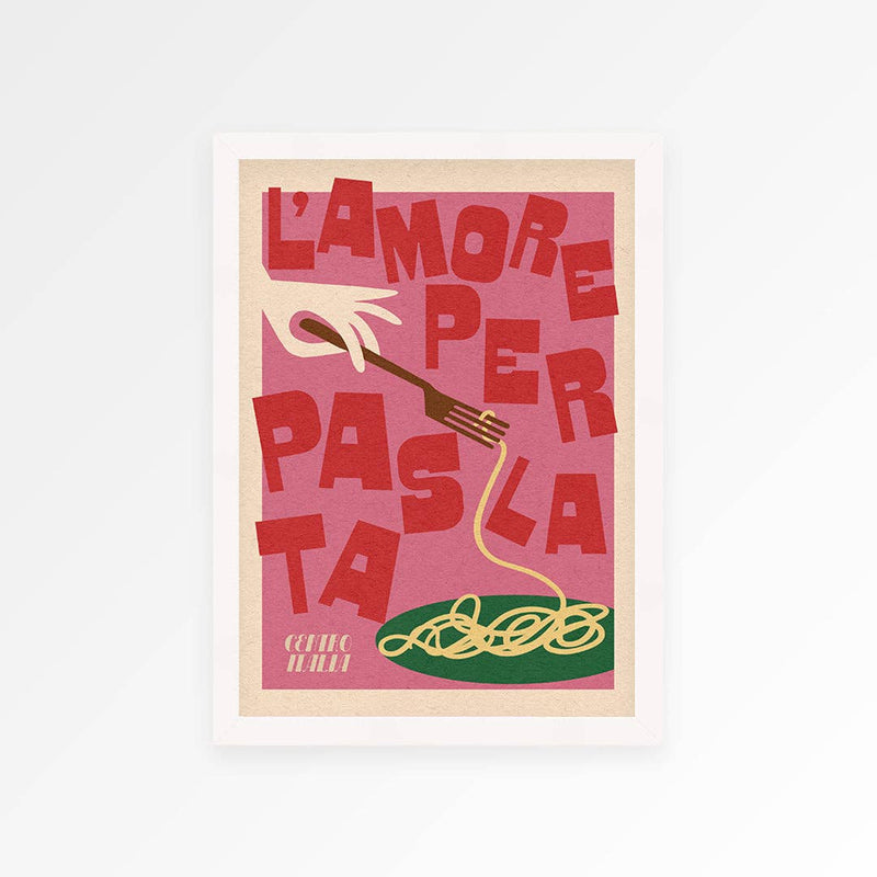 Pasta Love Print: Pink / Unframed / A4