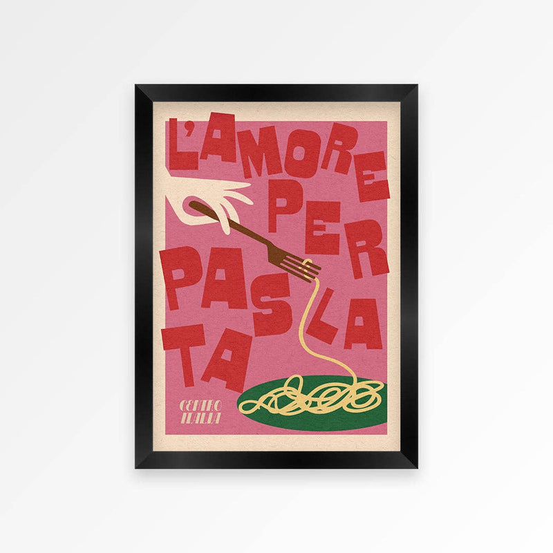 Pasta Love Print: Pink / Unframed / A4