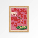 Pasta Love Print: Pink / Unframed / A4