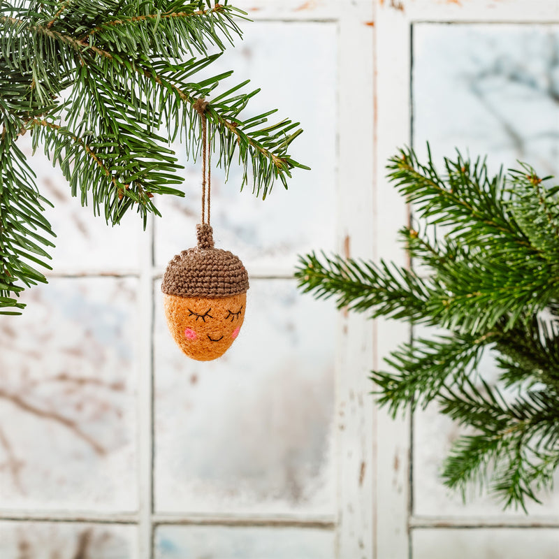 Happy Acorn Felt Hanging Decoration