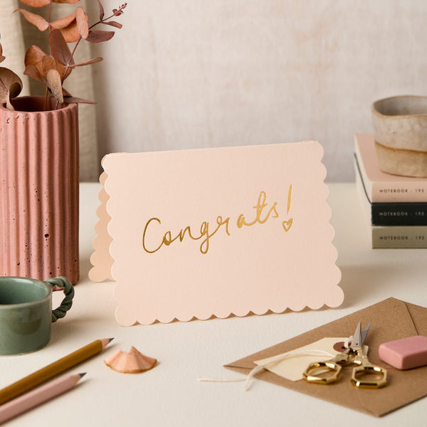 Congrats Scallop in Blush Greeting Card