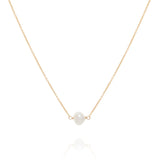 Single Pearl Necklace - 14k Filled Gold