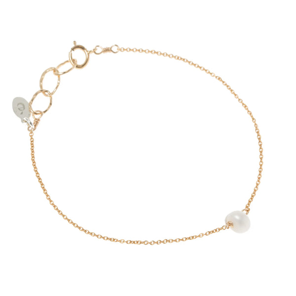 Single Pearl Bracelet - 14k Filled Gold