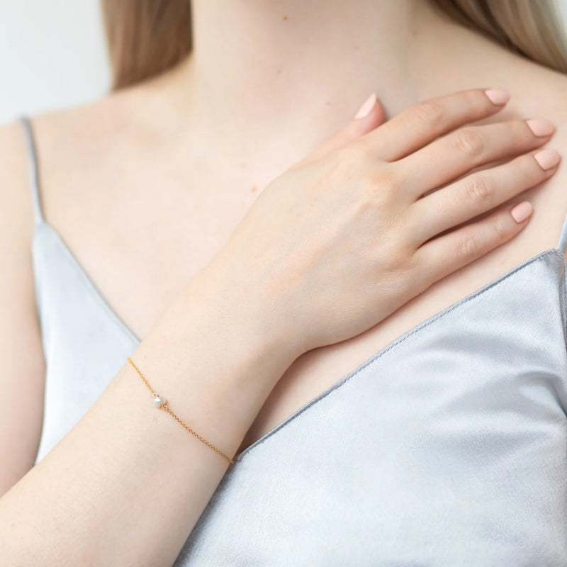 Single Pearl Bracelet - 14k Filled Gold